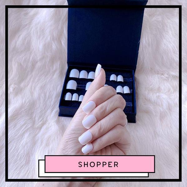 Courts I BNS® faux-ongles courts naturels press-on nails réutilisables sans colle blancs glossy