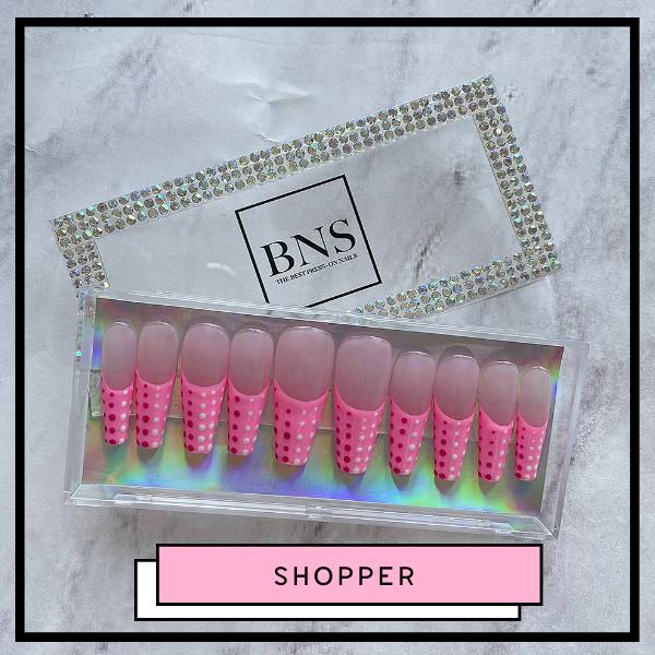 K Sisters I BNS® faux-ongles moyens press-on nails réutilisables sans colle swirls roses