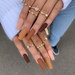 faux-ongles courts naturels press-on-nails réutilisables sans colle marrons