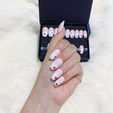 faux-ongles courts naturels press on nails réutilisables sans colle babyboomer coeurs