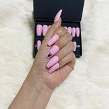 faux-ongles longs naturels press on nails réutilisables sans colle roses playboy