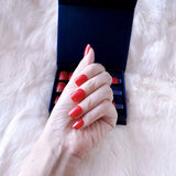 faux-ongles courts naturels press-on nails réutilisables sans colle glossy rouges sang