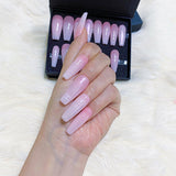 faux-ongles longs naturels press-on-nails reutilisables sans colle roses pailletes