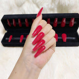 faux-ongles longs naturels press-on nails réutilisables sans colle rouges