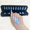 faux-ongles longs press-on nails réutilisables sans colle bleus ciel