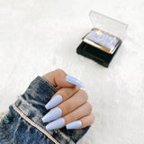 faux-ongles moyens press on nails réutilisables sans colle bleus glossy