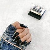 faux-ongles moyens press-on nails réutilisables sans colle noirs glossy
