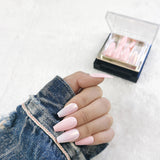 faux-ongles-moyens press-on nails réutilisables sans colle roses glossy pailletes