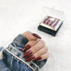 faux-ongles moyens press-on nails réutilisables sans colle rouges bordeaux glossy