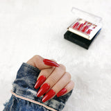 faux-ongles moyens press-on nails réutilisables sans colle rouges glossy
