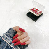 faux-ongles moyens press-on nails réutilisables sans colle rouges mats