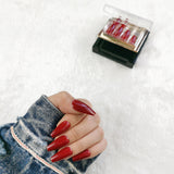 faux-ongles moyens press-on nails réutilisables sans colle rouges sang glossy
